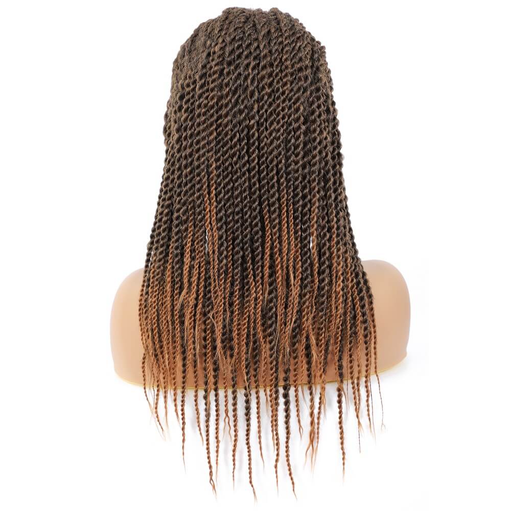 Senegalese Twist Briaded Lace Front Wigs Synthetic #30 Brown Back