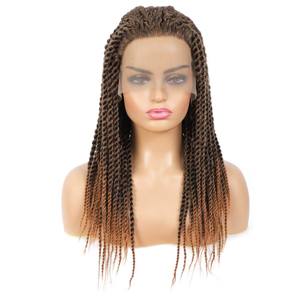 Senegalese Twist Briaded Lace Front Wigs Synthetic #30 Brown Front