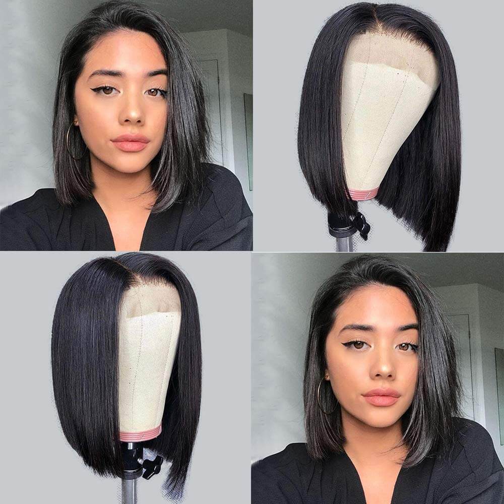 Straight Bob Lace Front Wigs Human Hair Customer Show