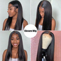 Straight Hair 4x4 Lace Closure Wig Human Hair Wig For African American Women Customer Show