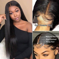Straight Hair 4x4 Lace Closure Wig Human Hair Wig For African American Women Detial