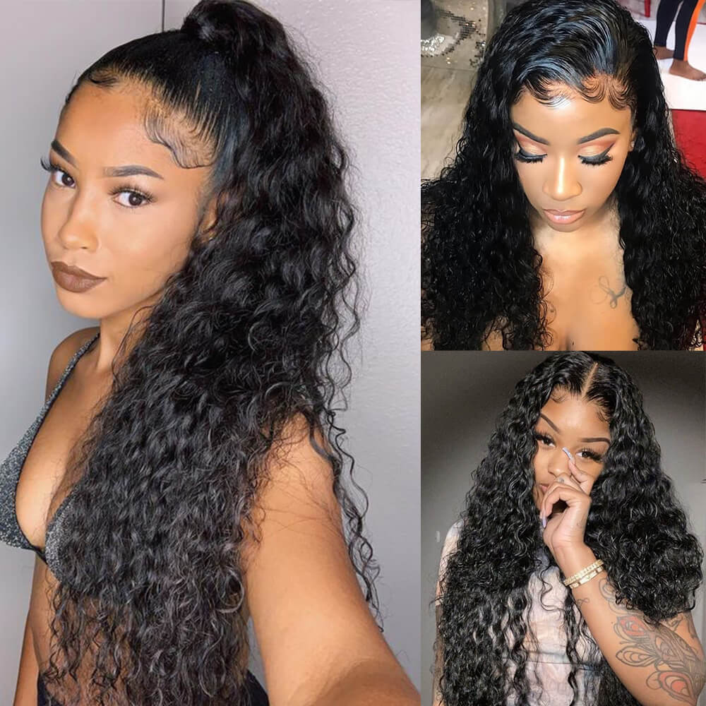 Synthetic Water Wave Lace Front Wigs Customer Show