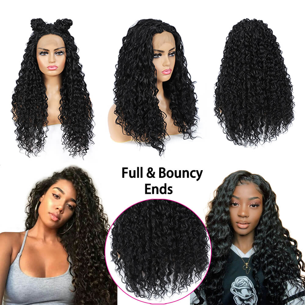 Synthetic Water Wave Lace Front Wigs Full Ends