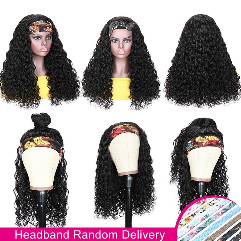 Water Wave Headband Wigs For Black Women Human Hair Product Show